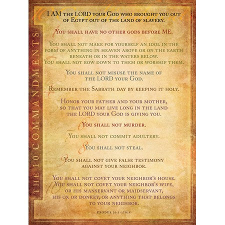 Ten Commandments NIV Wall Chart Laminated *
