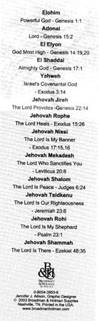 Bookmark Names of God-Package of 25