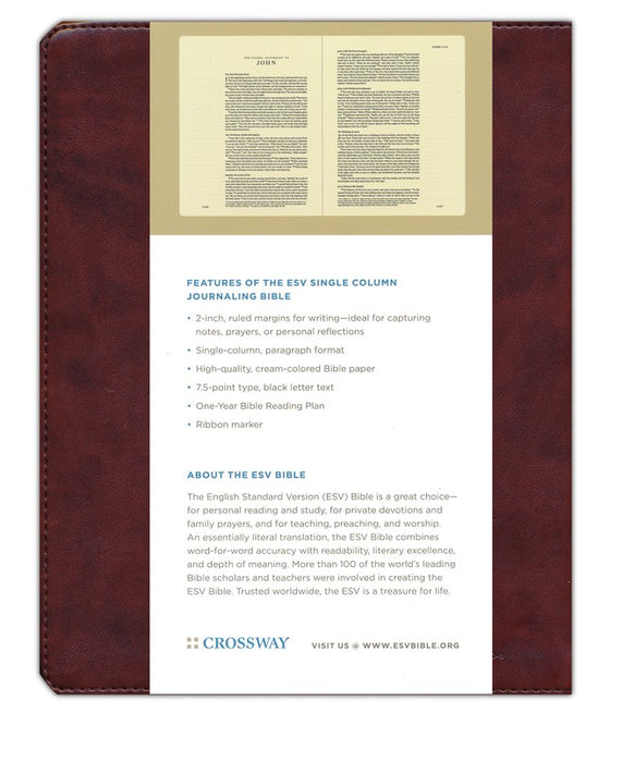 ESV Single Column Journaling Bible Chestnut, Leaves TruTone