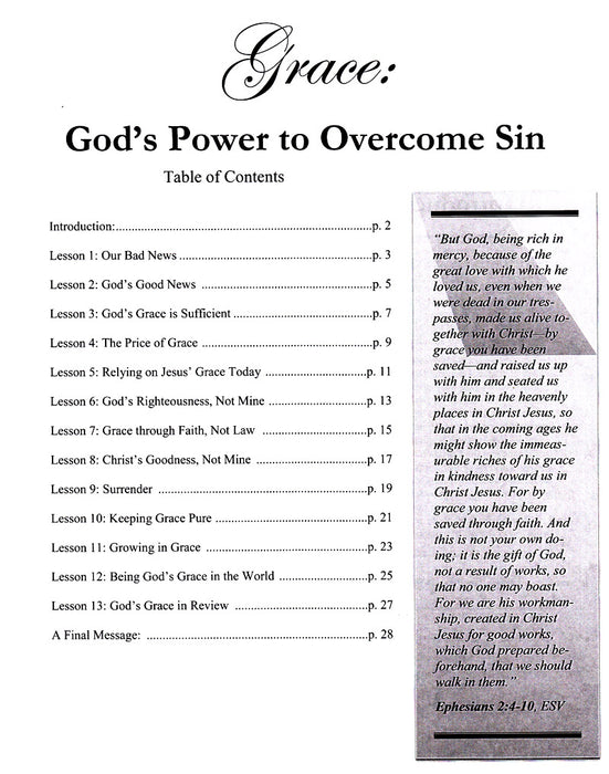 Grace: God's Power To Overcome Sin - Student Workbook