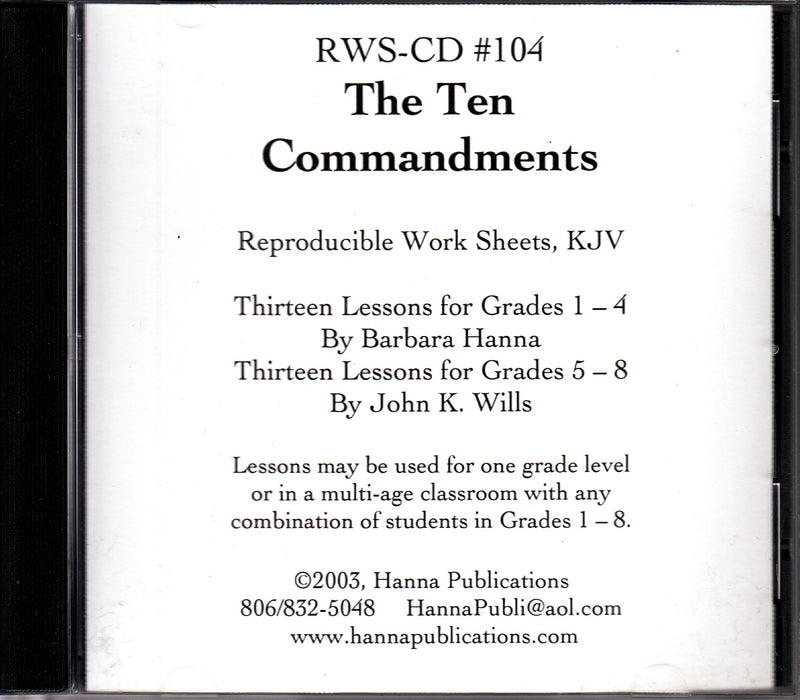 The Ten Commandments OT Bible Lessons CD
