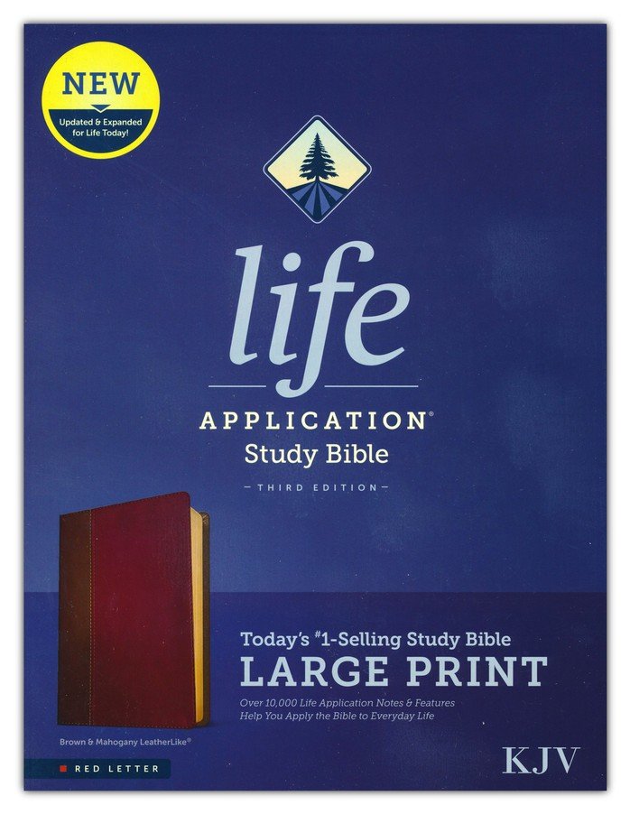KJV Large Print Life Application Bible Brown/Mahogany LeatherLike