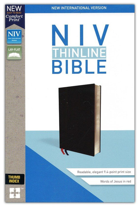 NIV Thinline Bible Black Bonded Indexed