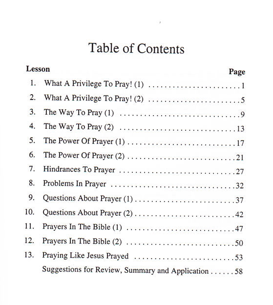 Table of contents