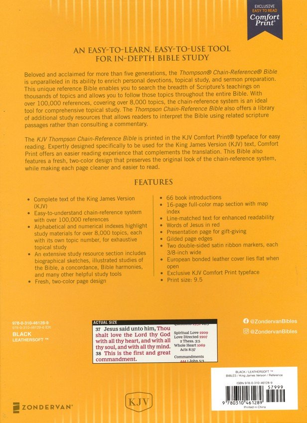 KJV Thompson Chain Reference Bible Black Leathersoft