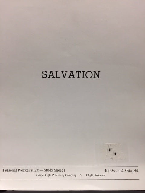 Salvation: Personal Worker's Tablet - Study Sheet 1