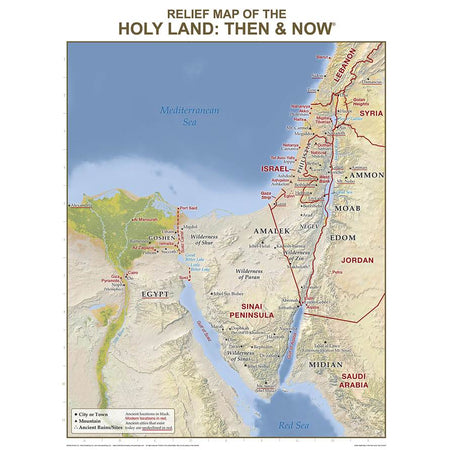 Relief Map of the Holy Land: Then and Now Wall Chart, Laminated