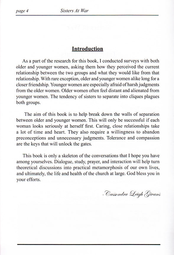 Sisters At War Introduction