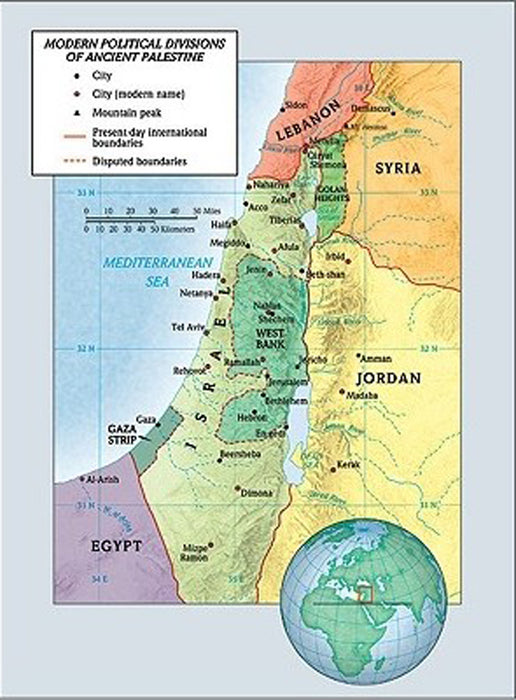 Modern Political  Divisions Of Ancient Palestine Map