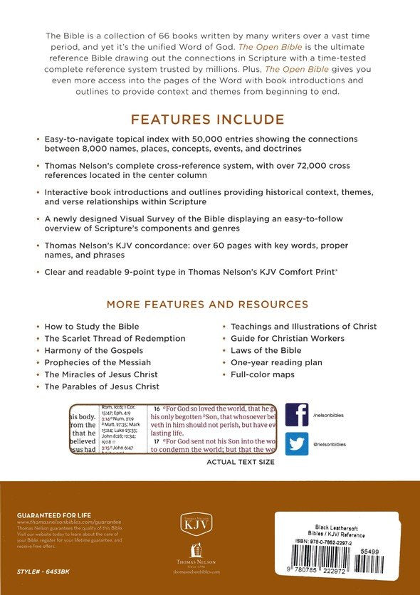 KJV Open Bible Black Leathersoft