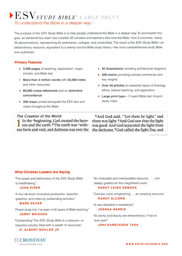 ESV Study Bible Large Print - Black Genuine Leather