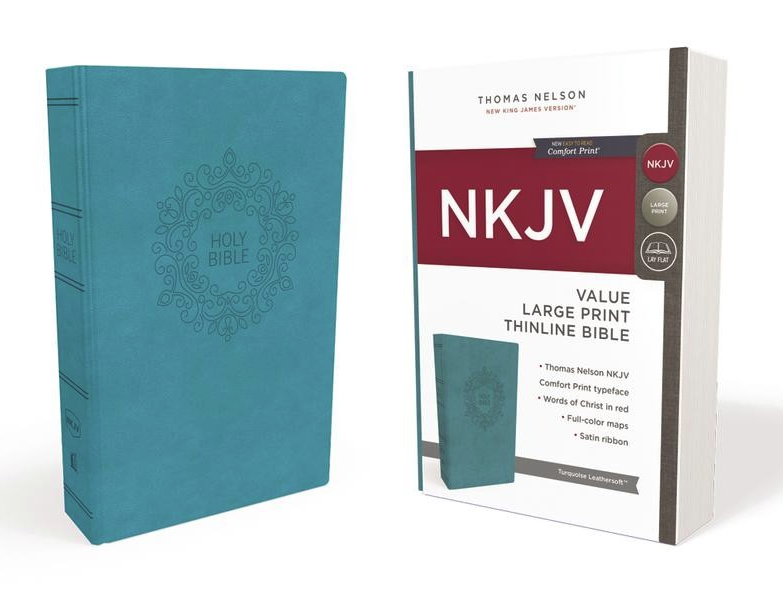 NKJV Value Large Print Thinline Bible Turquoise Leathersoft