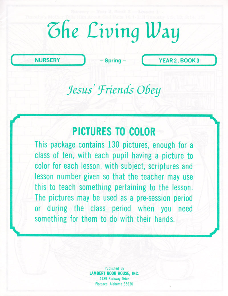 NURSERY 2-3 PTC - Jesus' Friends Obey