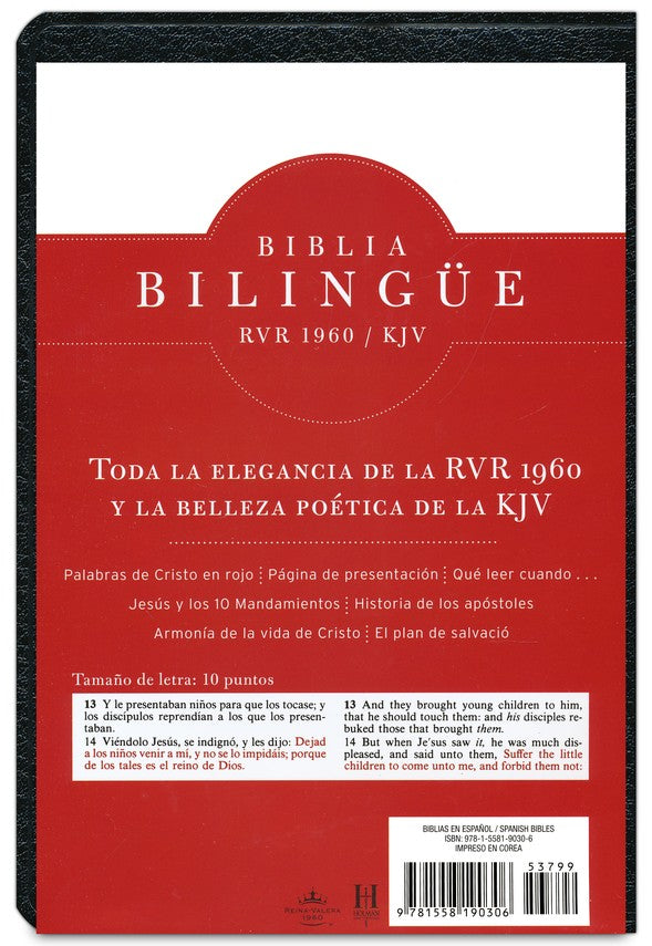 RVR 1960/KJV Bilingual Bible (RVR 1960/KJV Santa Biblia Bilingue Indice) Black Imitation Indexed