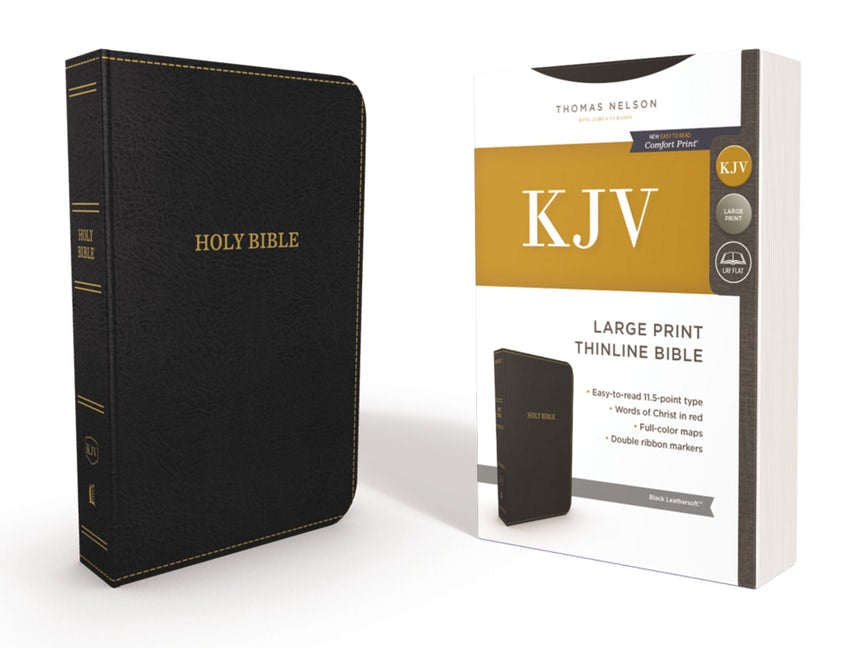 KJV Large Print Thinline Bible Comfort Print Black Leathersoft Indexed
