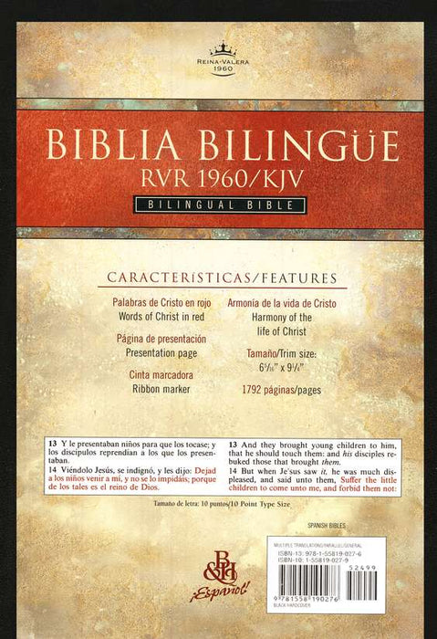 Biblia Bilingüe RVR 1960-KJV, Encuadernación Dura (RVR 1960/KJV Bilingual Bible) Hardback