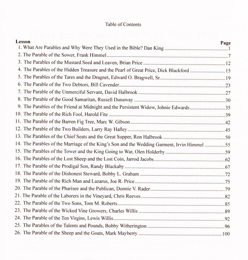 Table of Contents