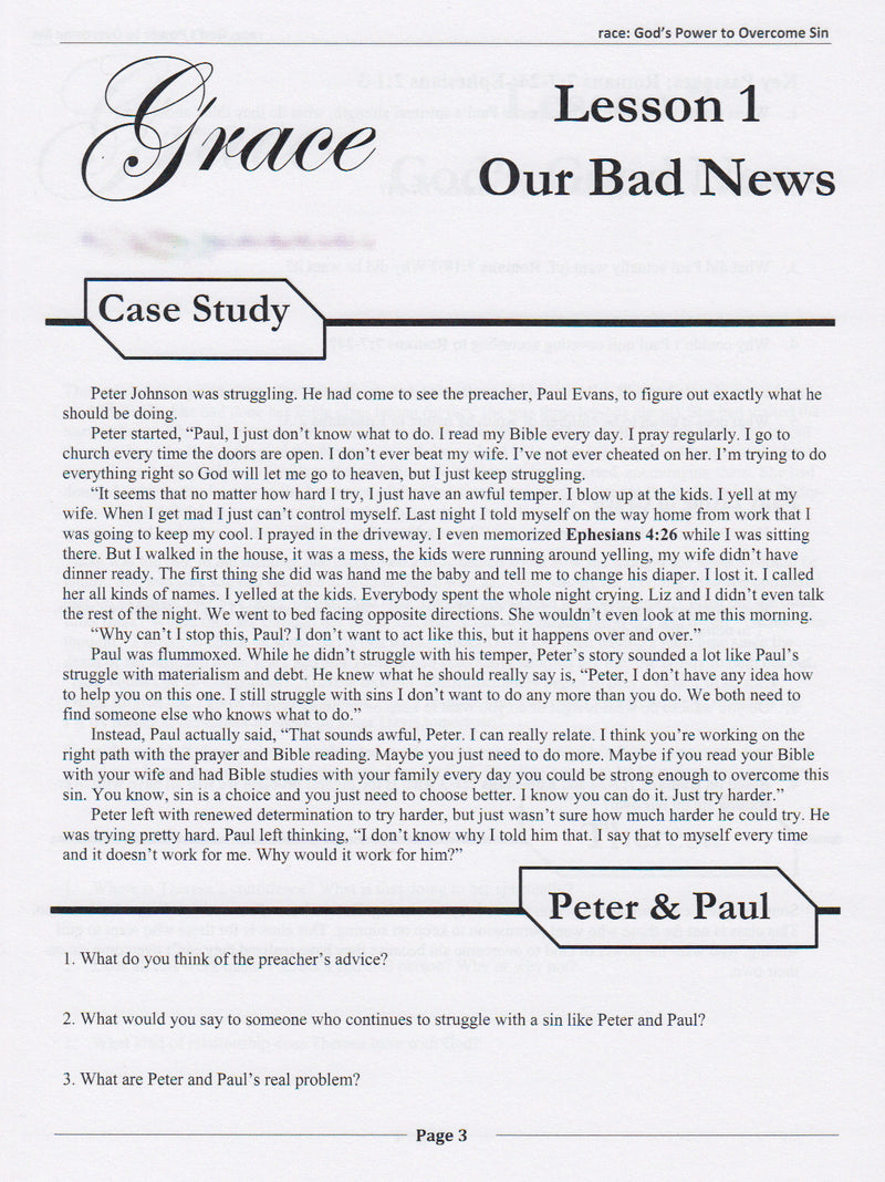 Grace: God's Power To Overcome Sin - Student Workbook