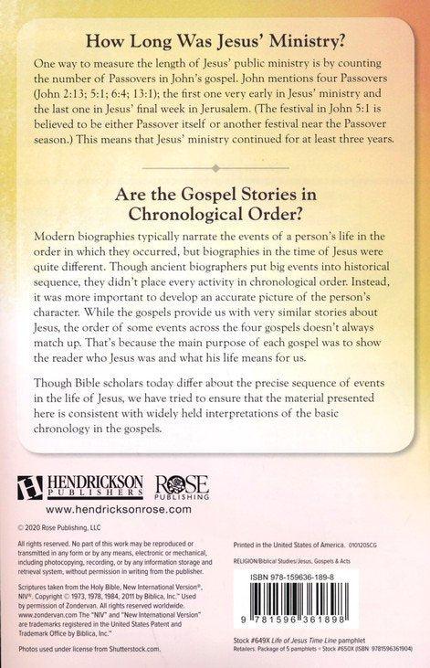 Life of Jesus Time Line Pamphlet