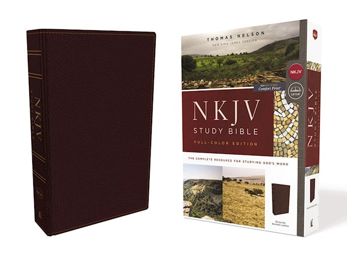 NKJV Study Bible Full-Color Edition Burgundy Bonded Leather