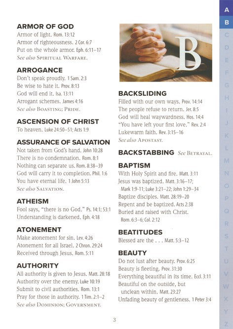 Topical Bible Index, Bible Insert