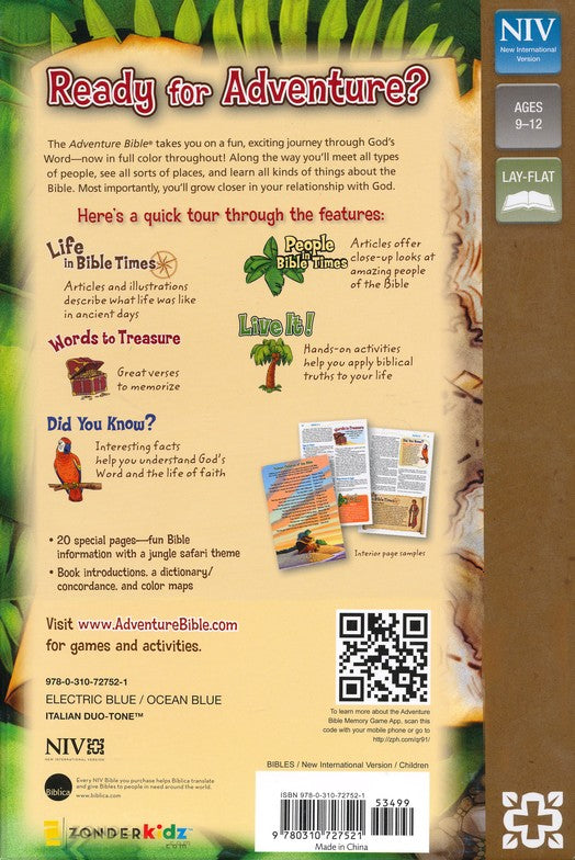 NIV Adventure Bible - Electric Blue/Ocean Blue DuoTone
