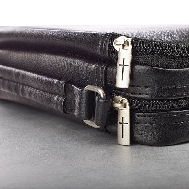 Two-Fold Organizer Bible Cover Black LuxLeather X-Large
