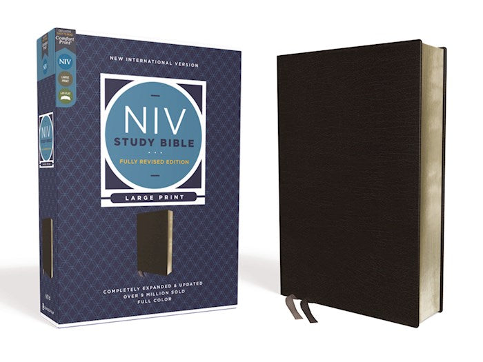 NIV Study Bible Large Print - Black Bonded Leather