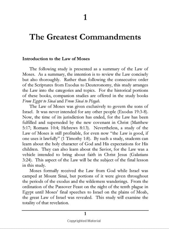 The Law of Moses:  A Summary of Israel's Law