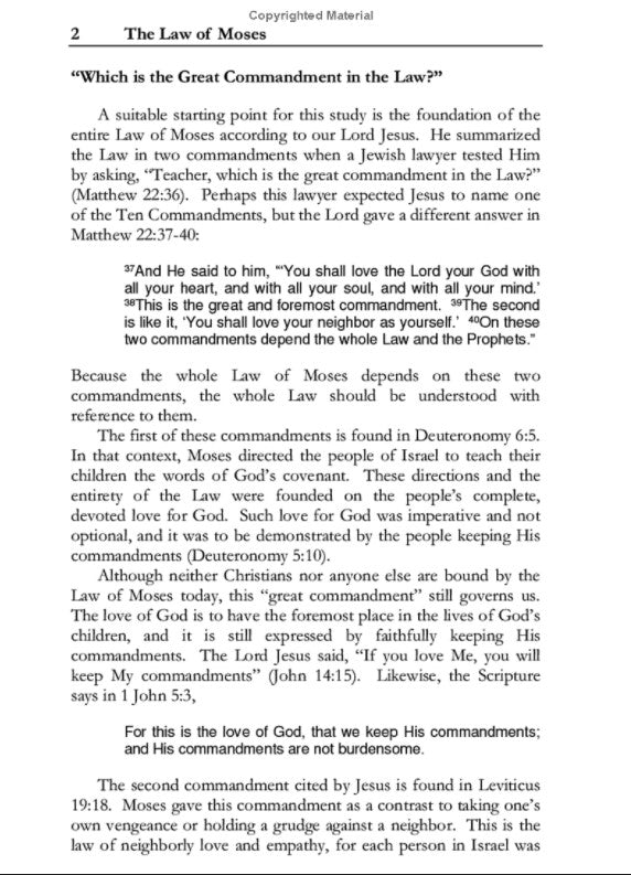 The Law of Moses:  A Summary of Israel's Law