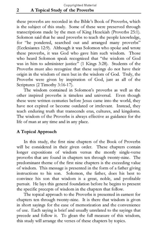A Topical Study of the Proverbs