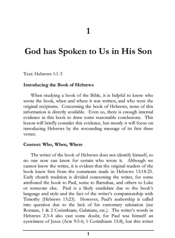 Fixing Our Eyes on Jesus: A Study of the Book of Hebrews