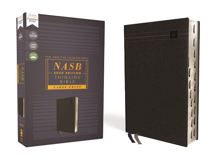 NASB 2020 Text Thinline Large Print Bible - Black Leathersoft Indexed