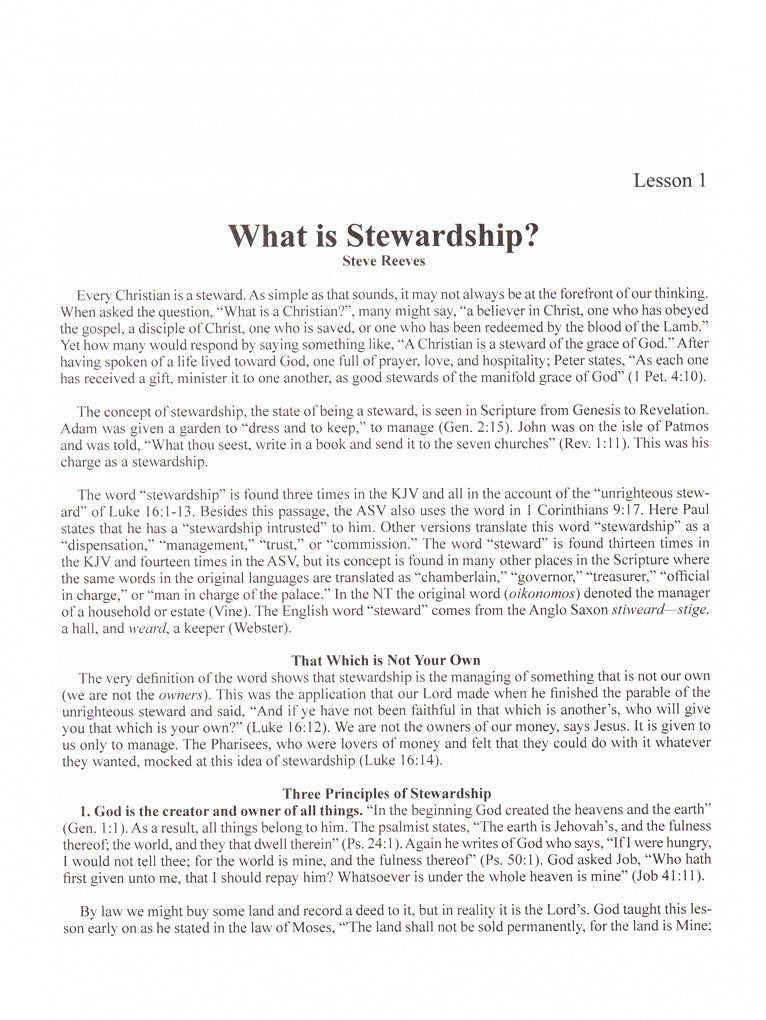 Give Account of Your Stewardship 1