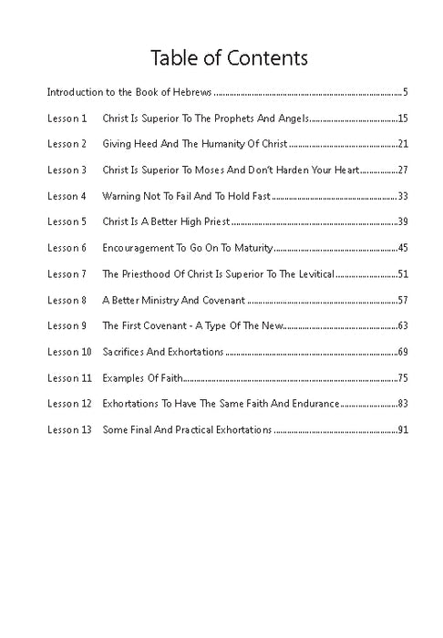Hebrews - Downloadable Answer Key PDF