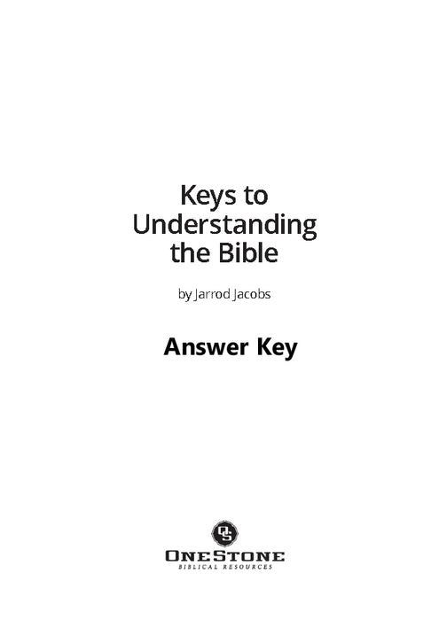 Keys To Understanding The Bible - Downloadable Answer Key PDF