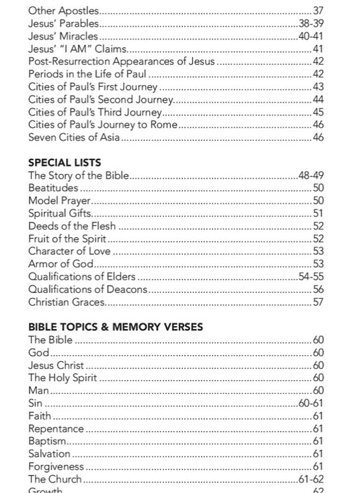 By Way of Reminder:  Bible Lists for Memorization & Reference