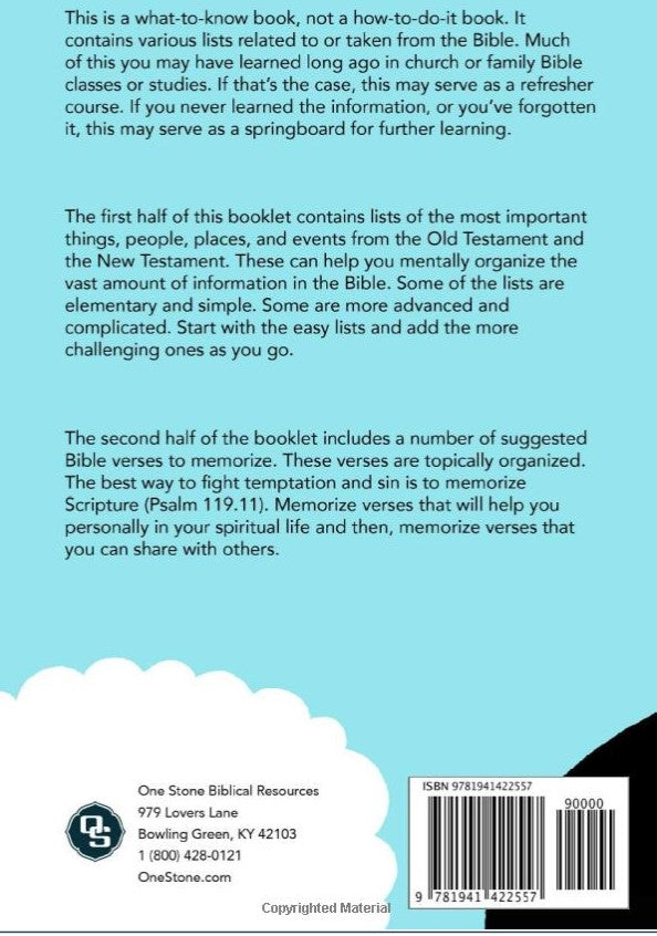 By Way of Reminder:  Bible Lists for Memorization & Reference