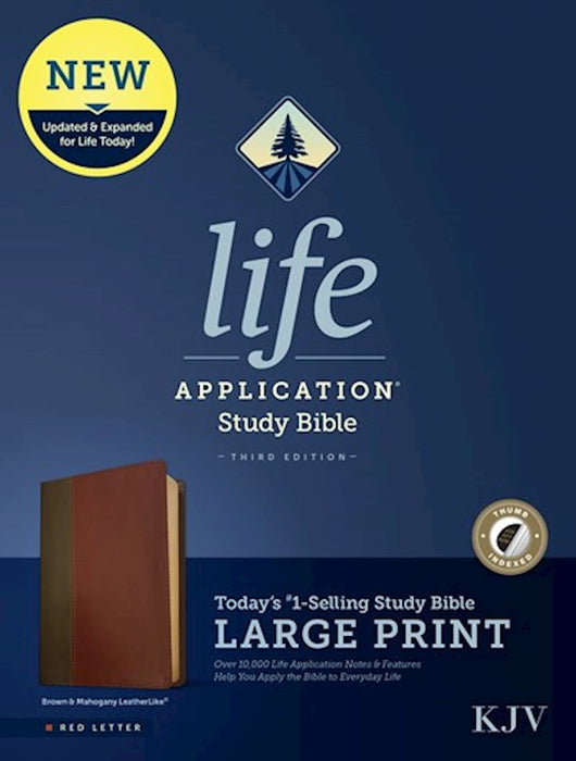 KJV Large Print Life Application Bible Brown/Mahogany LeatherLike Indexed