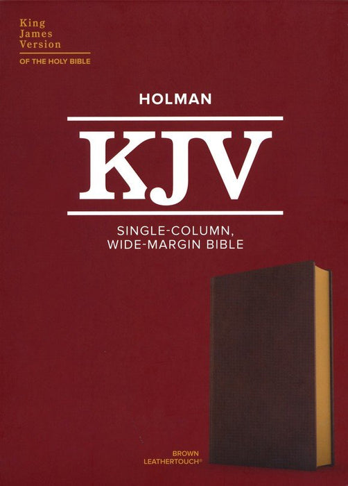 KJV Single Column, Wide-Margin Bible Brown Leathertouch