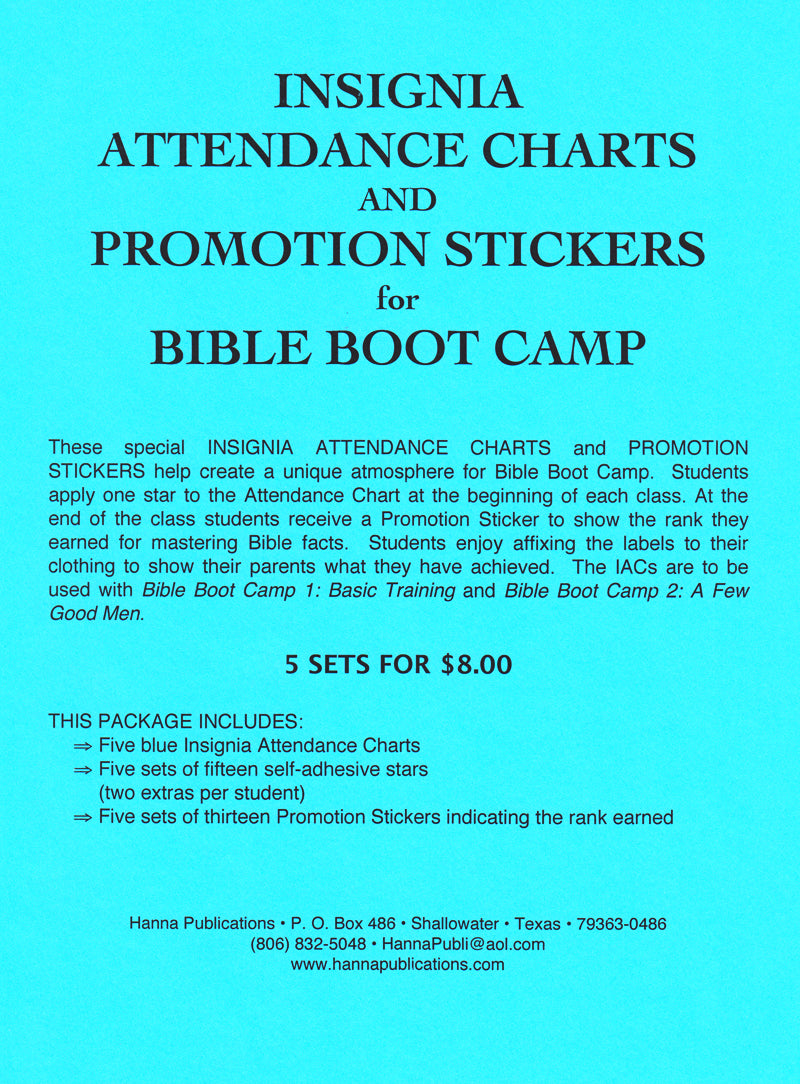 Bible Boot Camp Attendance Chart