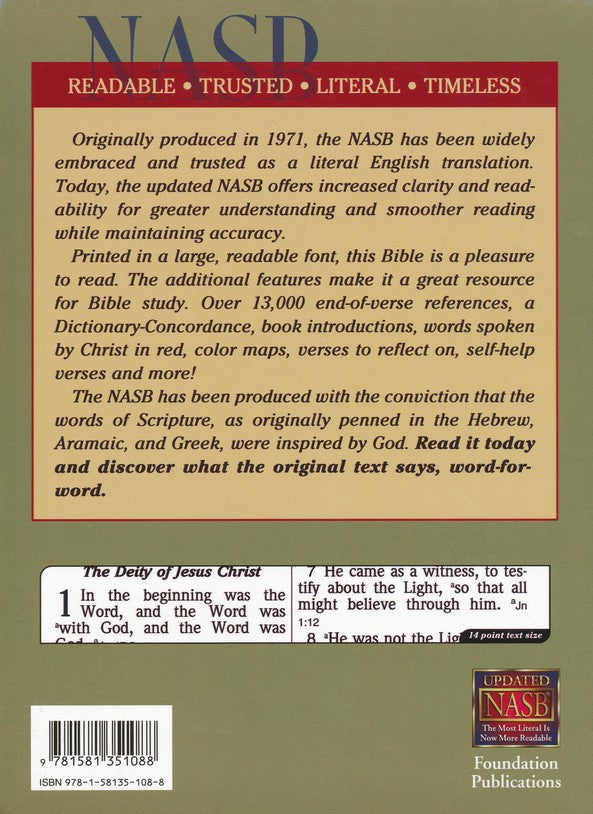 NASB 1995 Giant Print Reference Bible - Black Leathertex Indexed