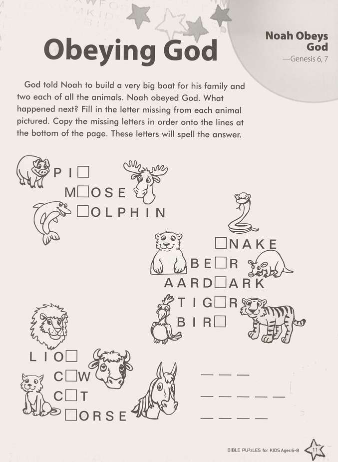 Bible Puzzles for Kids - Ages 6-8
