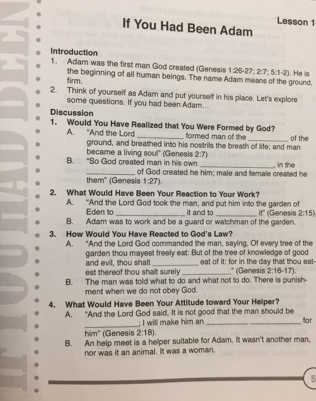 If You Had Been OT Volume 1 Children's Workbook