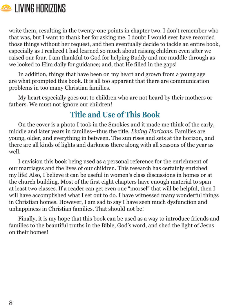 Living Horizons: Principles of Family Life