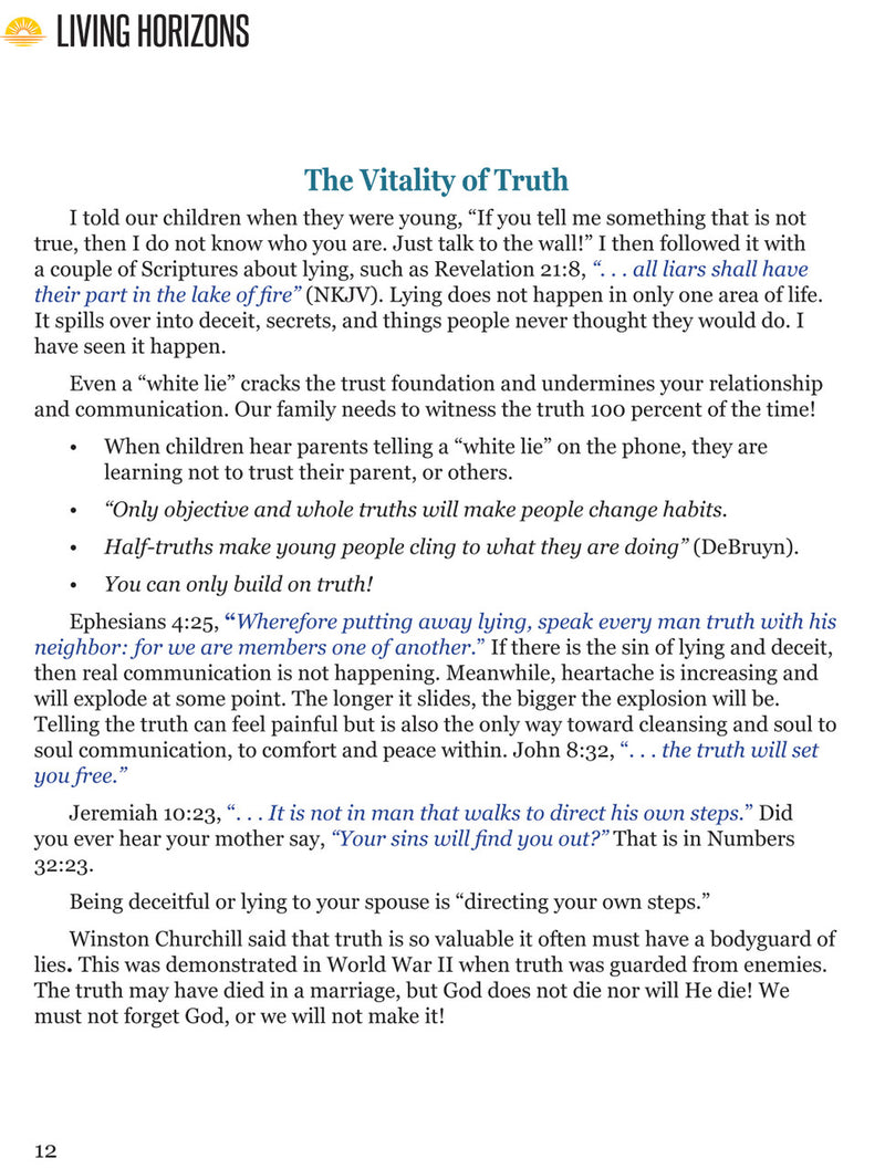 Living Horizons: Principles of Family Life