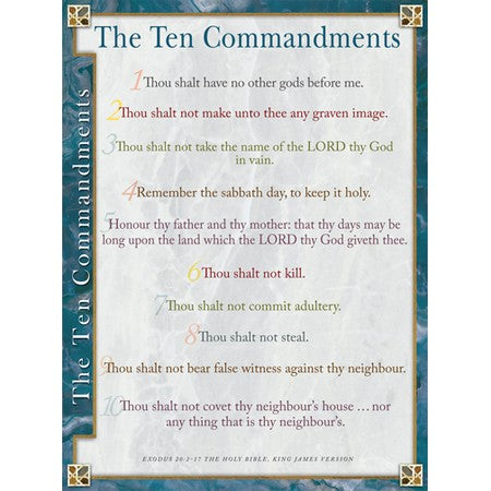 Ten Commandments KJV laminated