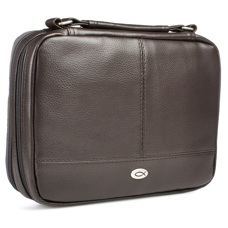 Two-Fold Organizer Bible Cover Brown LuxLeather Large