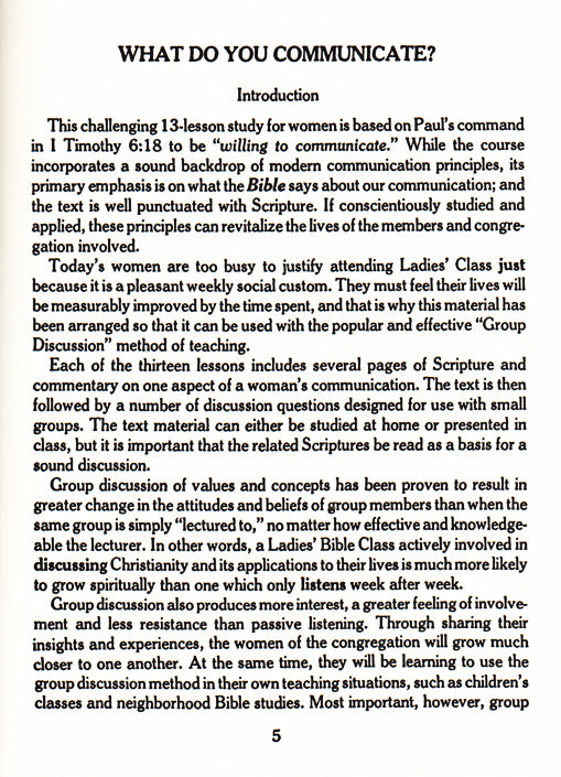 What Do You Communicate? Introduction