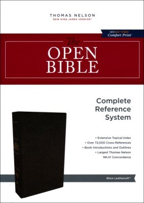 NKJV Open Bible - Black Leathersoft